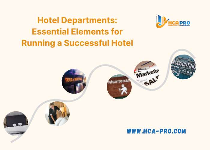 Learn about the main departments that are essential to the operation of a hotel, including front office, housekeeping, food and beverage, maintenance, sales and marketing, and accounting and finance. Understand the role of each department in the overall g